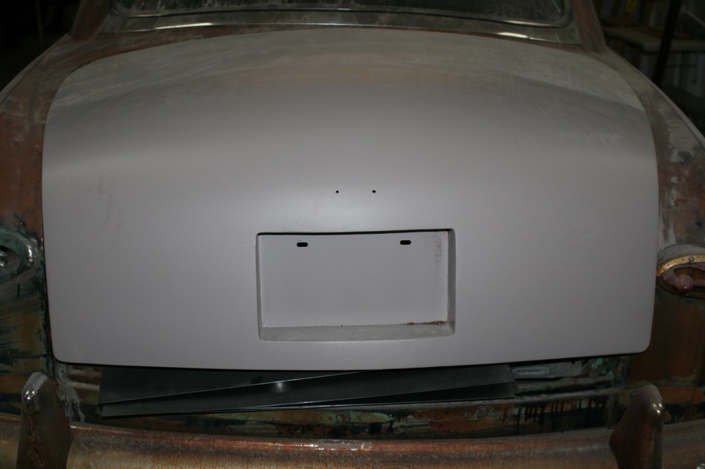 20. The trunk lid in primer. Next is paint, which will come well after the rest of the car gets built.