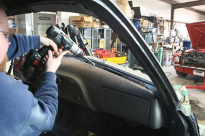 2.The windshield was out for this part, which really helped. It can be done with the windshield in place, but it was a lot easier with it out.