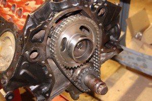 16.The timing chain was installed next. We will be using an electric fuel pump, so we didn’t need the fuel pump eccentric, but we installed it anyway, just in case we ended up wanting to use a mechanical pump later.