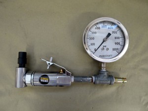 During the course of laboratory testing, this new pneumatic tool shall be shown no mercy. For maximum airflow the high-flow nipple has been installed with an industrial gauge that will provide accurate readings under extreme pressure. Of course the gauge is overkill, but let’s use it for a dramatic effect.